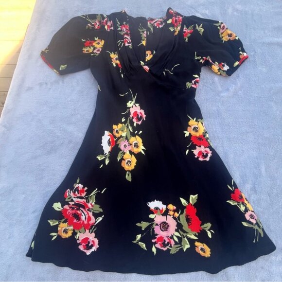 Free People Neon Garden Floral V-Neck Mini Summer Dress - Picture 4 of 13